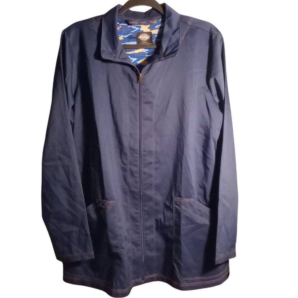 NWT Dickies Women's Essence Front Zip Warm-up Jacket, Navy Blue Large - Picture 2 of 11